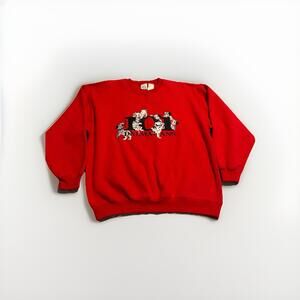 Vintage Disney 101 Dalmatians Crewneck Sweatshirt Embroidered Logo Red S PICS(10